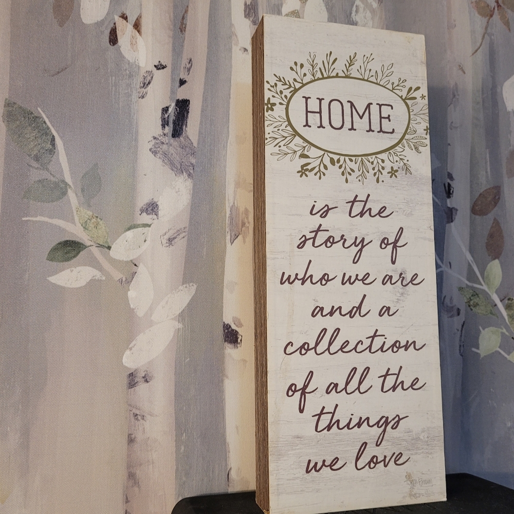 Home Is The Story...White Birch Look Wood Freestanding Devorative 3D Plaque - Picture 3 of 14